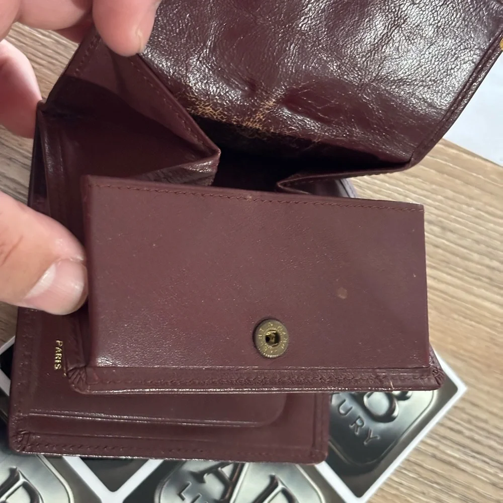 Cartier Burgundy Leather Card Holder with Gold Accents